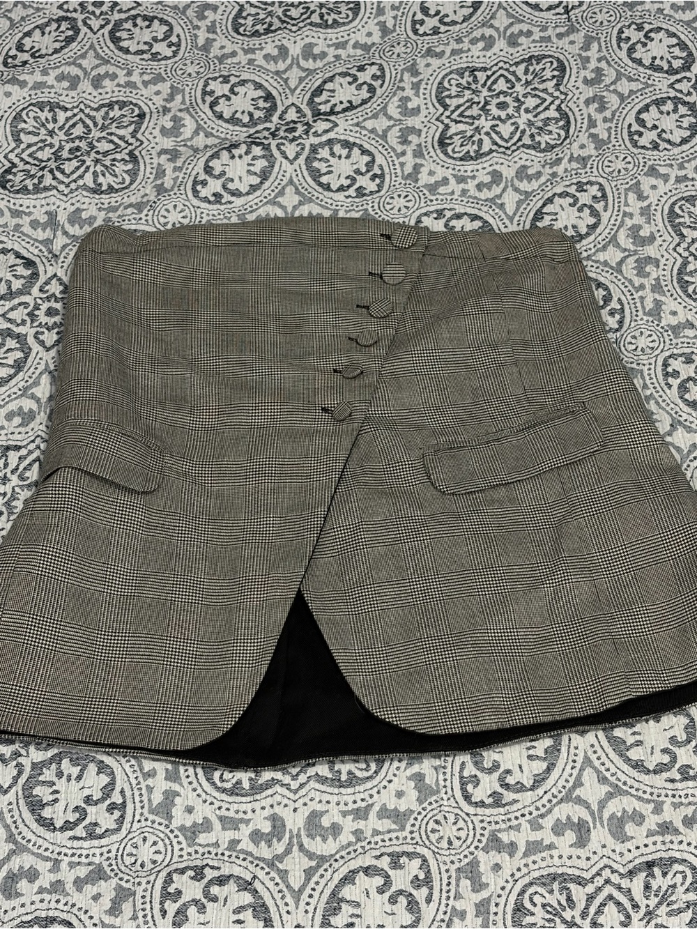 ZARA Black and White Houndstooth Mini Skirt